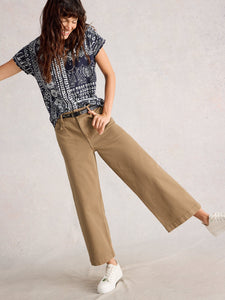 Tia Wide Leg Crop Jean - Mid Tan