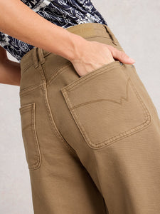 Tia Wide Leg Crop Jean - Mid Tan