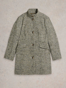 Karla Tweed Wool Blend Coat - Grey Multi