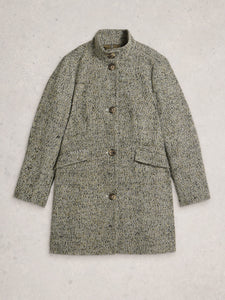 Karla Tweed Wool Blend Coat - Grey Multi