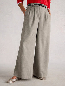 Sasha Wide Leg Tweedy Trouser - Grey