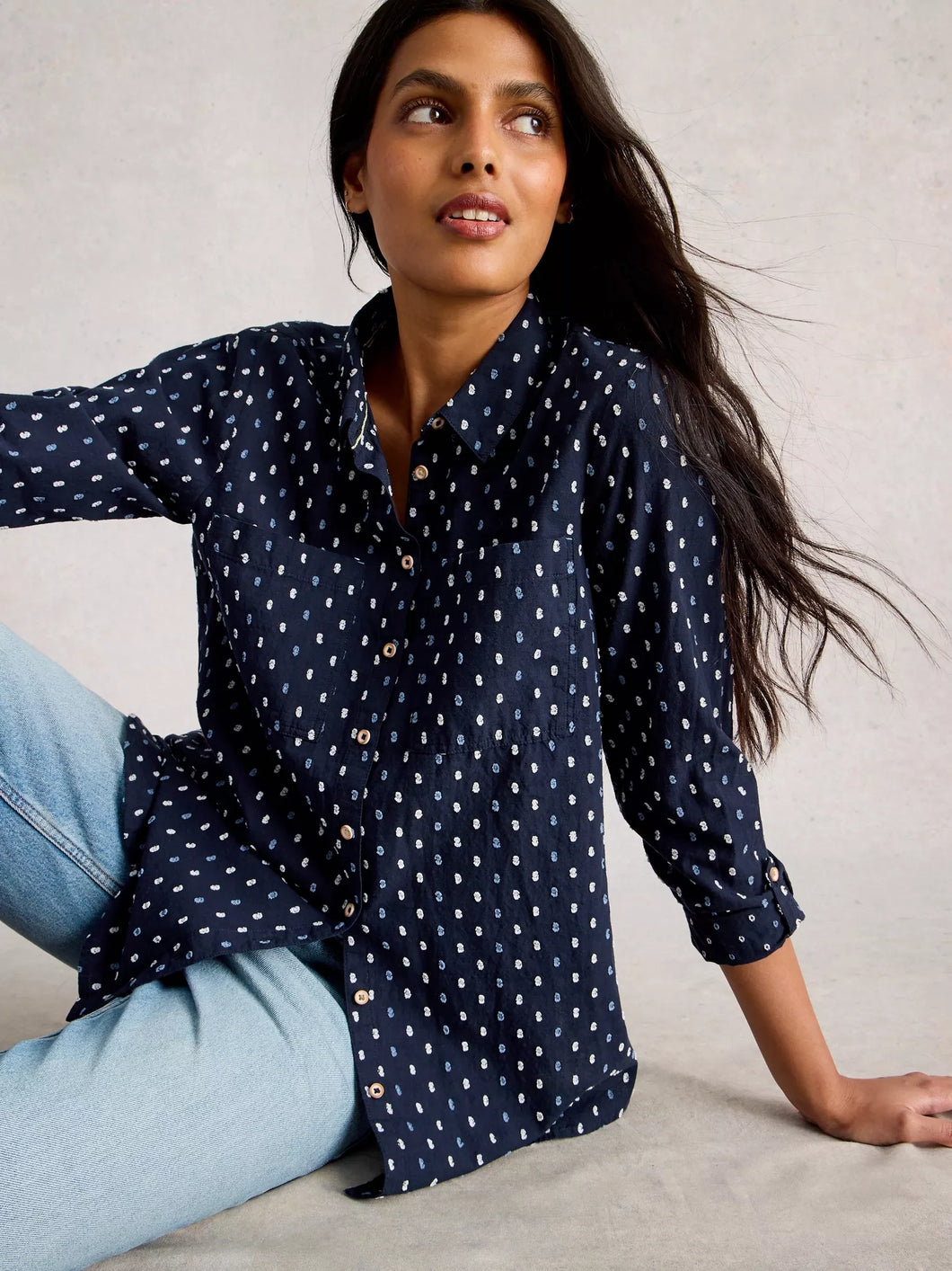 Sophie Longline Shirt - Navy