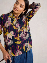 Load image into Gallery viewer, Sophie Organic Cotton Shirt - Navy Print
