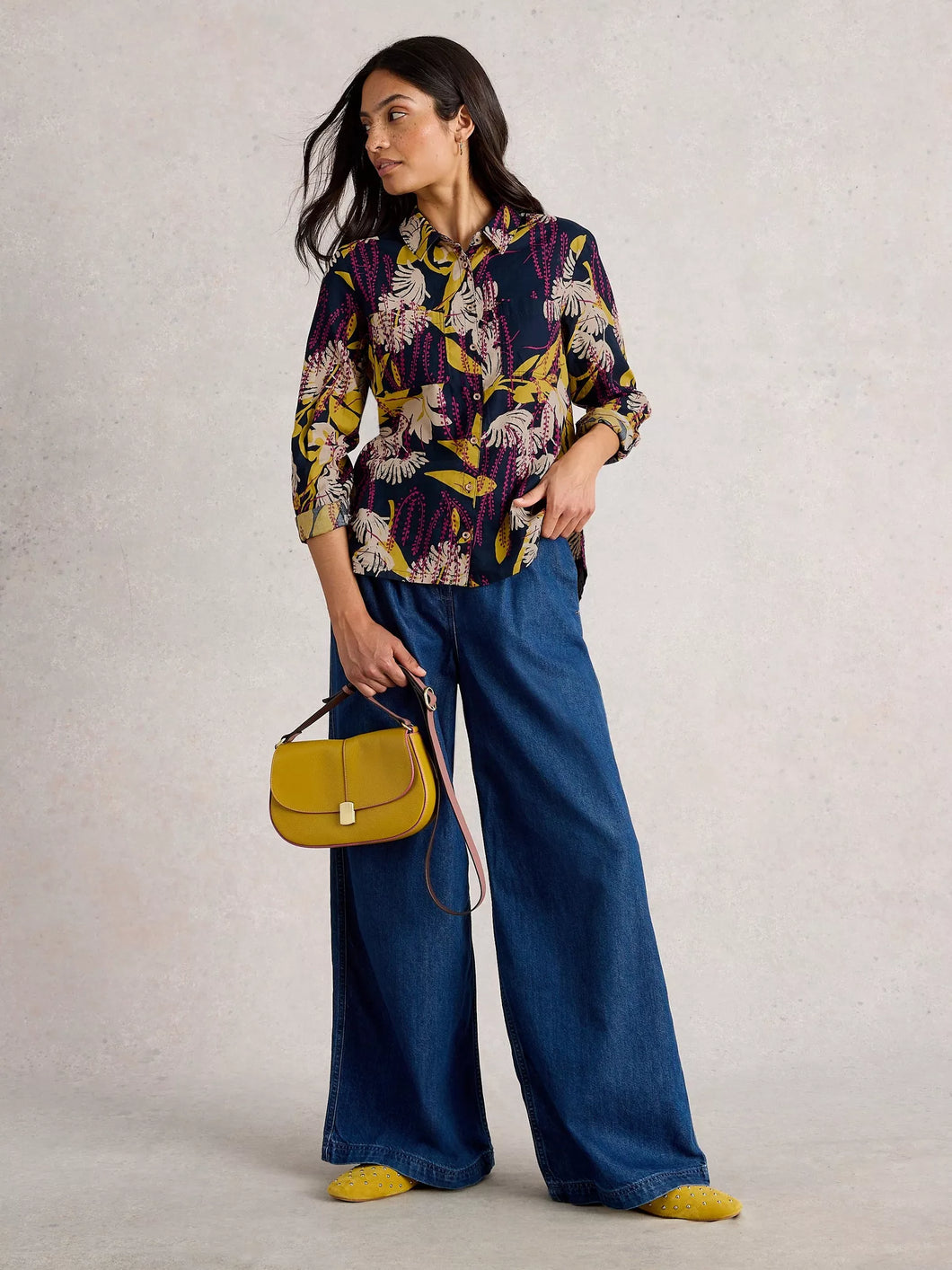 Sophie Organic Cotton Shirt - Navy Print