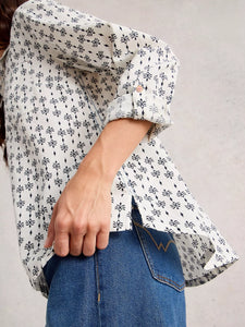 Sophie Organic Cotton Shirt - White Print