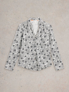 Annie Cotton Jersey Shirt - White Print