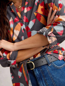 Annie Cotton Jersey Shirt - Grey Print