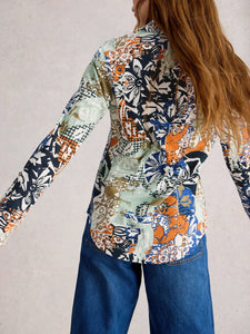 Annie Jersey Shirt - Orange Print