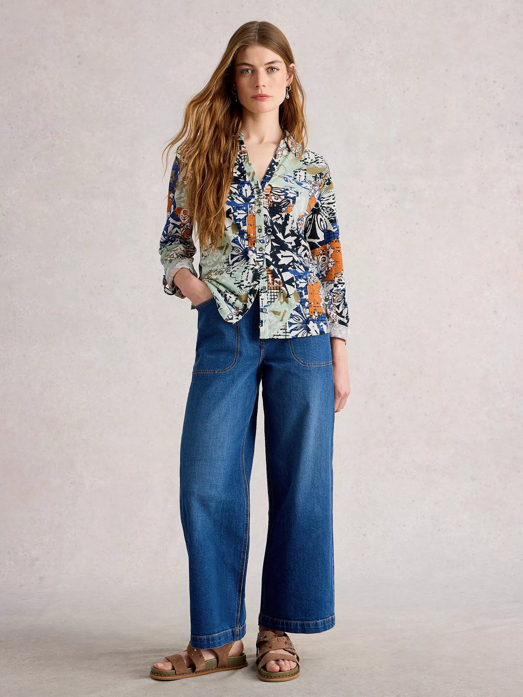 Annie Jersey Shirt - Orange Print
