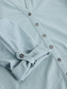Annie Mix Material Cotton Shirt - Dusty Green