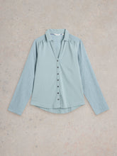 Load image into Gallery viewer, Annie Mix Material Cotton Shirt - Dusty Green
