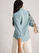 Load image into Gallery viewer, Annie Mix Material Cotton Shirt - Dusty Green
