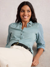 Load image into Gallery viewer, Annie Mix Material Cotton Shirt - Dusty Green
