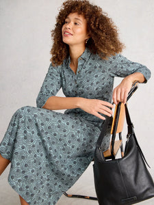 Rua Jersey Shirt Dress - Blue Print