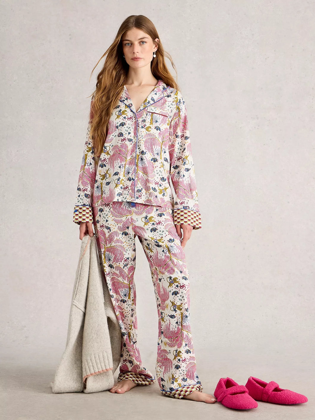 Nina Cotton PJ Top - White Print