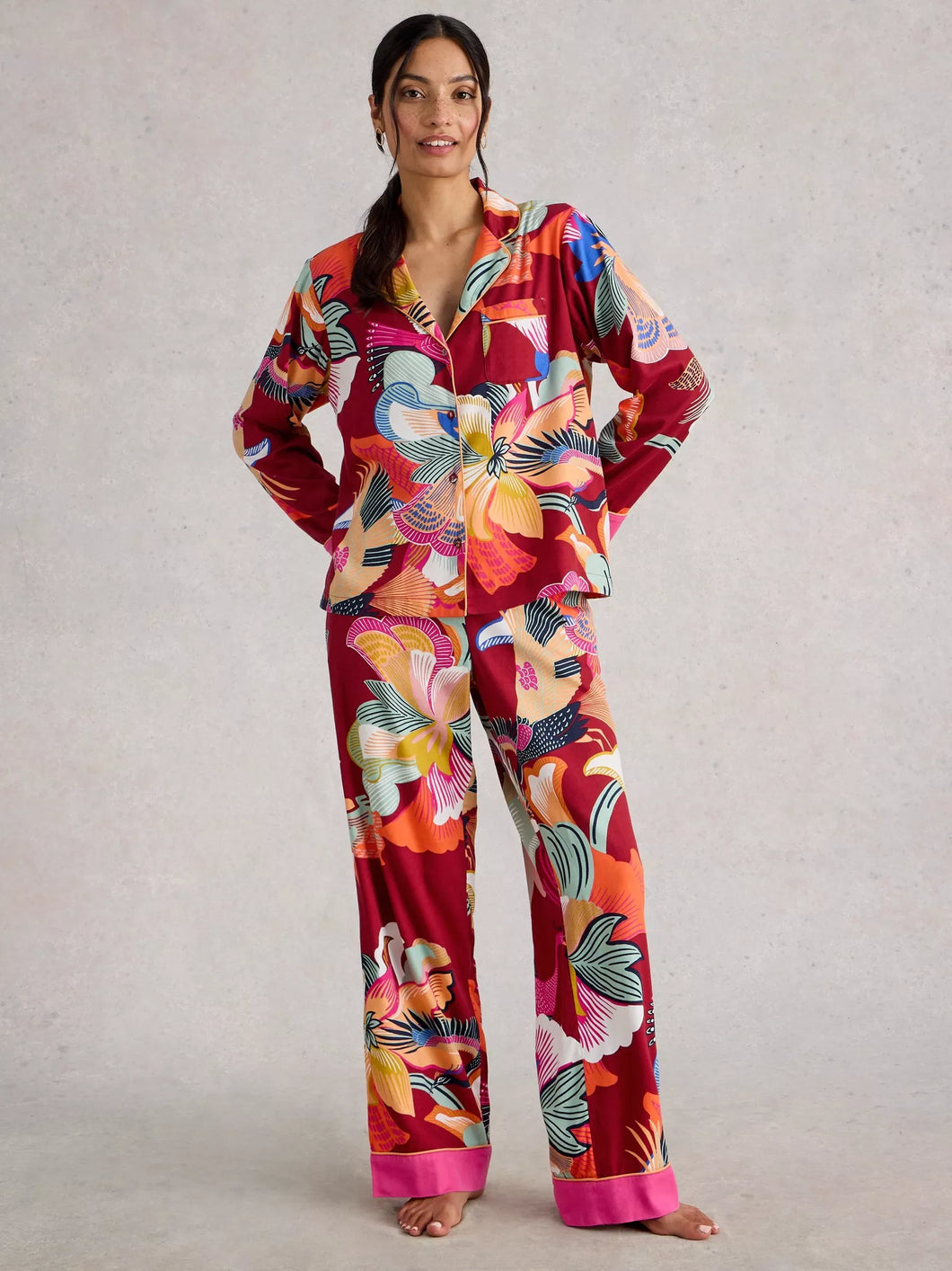 Nina Cotton PJ Top - Red Print