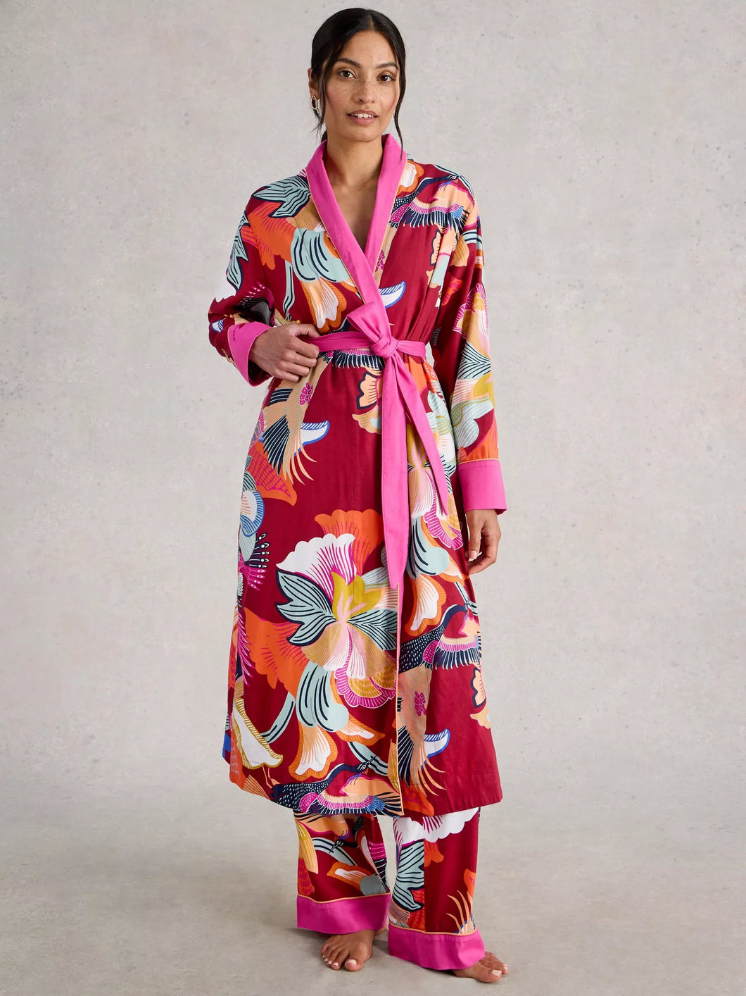 Nina Cotton Robe - Red Print
