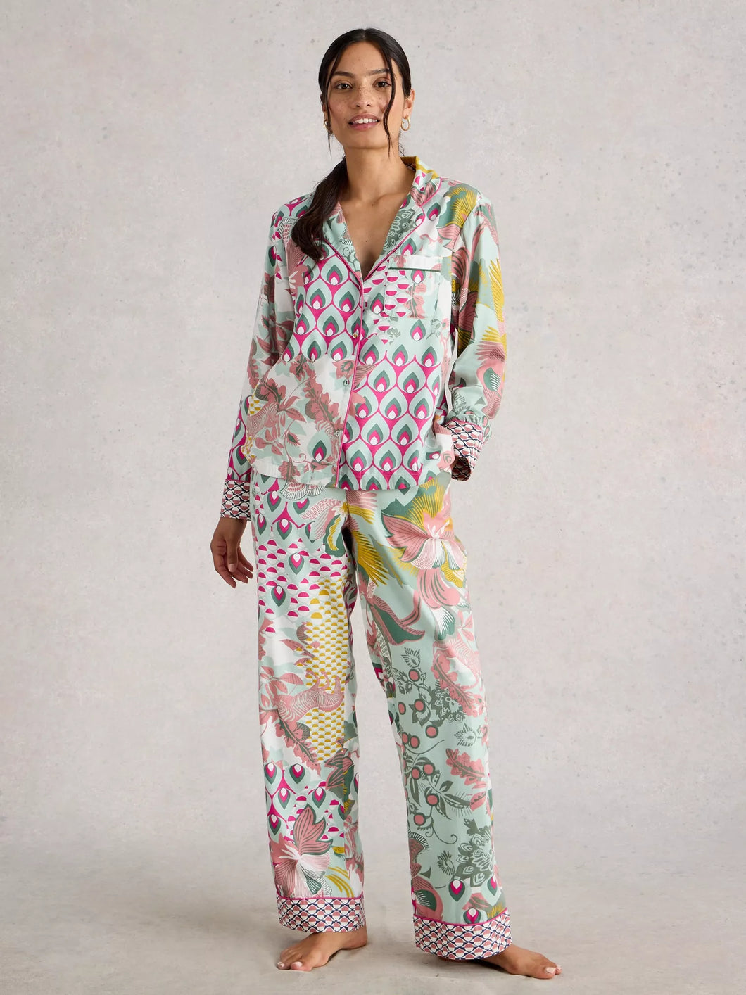 Nina Cotton PJ Bottoms - Green Print
