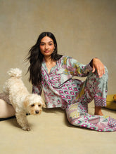 Load image into Gallery viewer, Nina Cotton PJ Bottoms - Green Print

