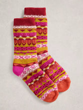 Load image into Gallery viewer, Fairisle Cabin Sock - Pink Print
