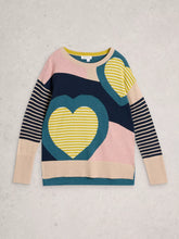 Load image into Gallery viewer, Olive Cotton Blend Jumper - Heart Print

