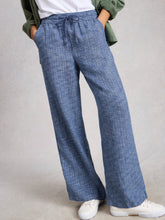 Load image into Gallery viewer, Ally Linen Wide Leg Trouser - Chambray Blue
