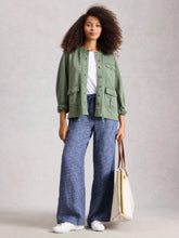 Load image into Gallery viewer, Ally Linen Wide Leg Trouser - Chambray Blue
