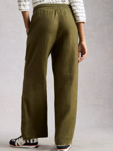 Load image into Gallery viewer, Ally Linen Wide Leg Trouser - Khaki Green
