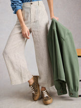 Load image into Gallery viewer, Tia Linen Wide Leg Crop - Ivory Multi
