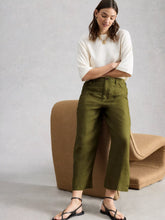 Load image into Gallery viewer, Tia Linen Wide Leg Crop - Mid Green

