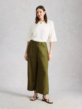 Load image into Gallery viewer, Tia Linen Wide Leg Crop - Mid Green
