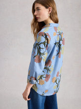 Load image into Gallery viewer, Sophie Organic Cotton Long Sleeve Shirt - Blue Print
