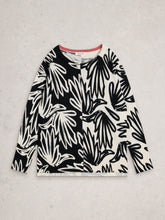 Load image into Gallery viewer, Olive Cotton Blend Crew Neck Sweater - Black Print
