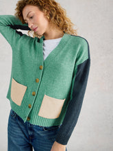 Load image into Gallery viewer, Mary Colourblock Cardi - Teal Multi
