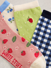 Load image into Gallery viewer, Summer Fruit 4 Pack Ankle Socks
