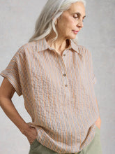Load image into Gallery viewer, Orla Pop Over Cotton Blend Top - Striped
