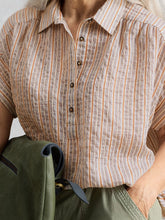 Load image into Gallery viewer, Orla Pop Over Cotton Blend Top - Striped
