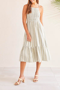 Smocked Dress - Cactus Stripe