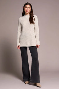 Mock Neck Heathered Knit - Cream Melange