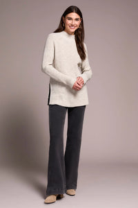 Mock Neck Heathered Knit - Cream Melange