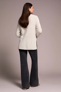 Mock Neck Heathered Knit - Cream Melange