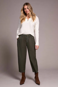Audrey Mid Rise Girlfriend Barrel Jean - Chive