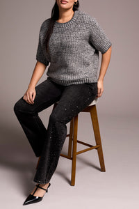 Cap Sleeve Sweater - Charcoal