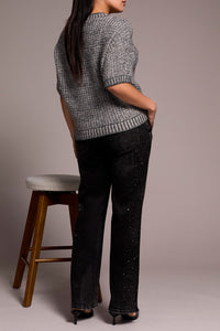 Cap Sleeve Sweater - Charcoal