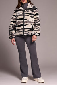 Lined Zip Up Sherpa Jacket - Nordic Stone