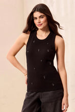 Load image into Gallery viewer, Cotton Rib Embellished Tank Top - Black
