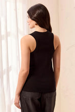 Load image into Gallery viewer, Cotton Rib Embellished Tank Top - Black
