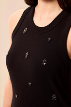 Load image into Gallery viewer, Cotton Rib Embellished Tank Top - Black
