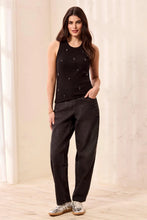 Load image into Gallery viewer, Cotton Rib Embellished Tank Top - Black
