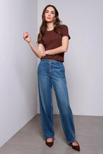 Load image into Gallery viewer, Cotton Ribbed Fitted Crew Neck Tee - Brown
